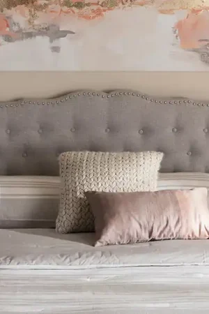 Baxton Studio Lucy Modern and Contemporary Greyish Beige Fabric King Size Headboard - Greyish Beige High Quality