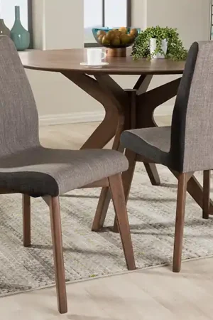 Baxton Studio Kimberly Mid-Century Modern Beige and Brown Fabric Dining Chair (Set of 2) - "Gravel" Multi Color , "Walnut" Brown Buy Today