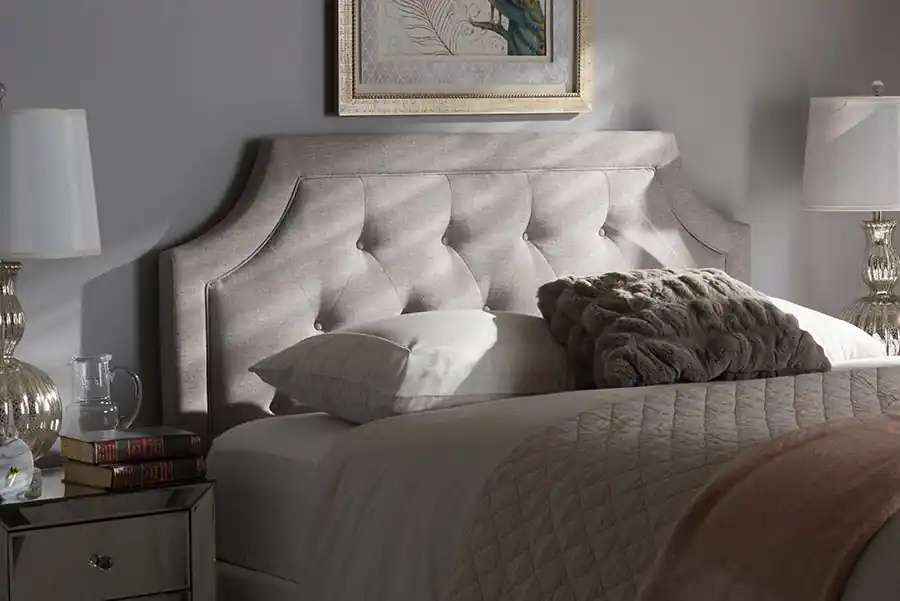Baxton Studio Mars Modern and Contemporary Greyish Beige Fabric Queen Size Headboard - Greyish Beige Trending