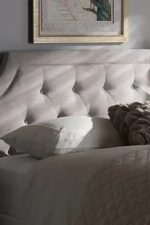 Baxton Studio Mars Modern and Contemporary Greyish Beige Fabric King Size Headboard - Greyish Beige No Minimum Order