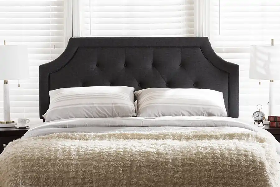 Baxton Studio Mars Modern and Contemporary Dark Grey Fabric Full Size Headboard - Dark Grey Secure Checkout