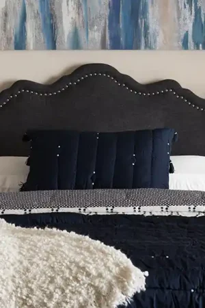 Baxton Studio Nadeen Modern and Contemporary Dark Grey Fabric King Size Headboard - Dark Grey Direct From Factory