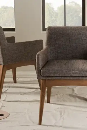 Baxton Studio Nexus Mid-Century Modern Walnut Wood Finishing and Gravel Fabric Upholstered Arm Chair (Set of 2) - "Gravel" Multi Color , "Walnut" Brown Free Shipping