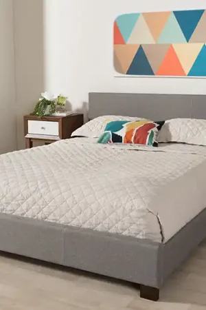 Baxton Studio Elizabeth Modern and Contemporary Grey Fabric Upholstered Panel-Stitched Queen Size Platform Bed - Grey Direct From Manufacturer