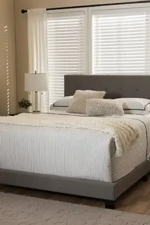 Baxton Studio Brookfield Modern and Contemporary Grey Fabric Upholstered Grid-tufting Full Size Bed - Grey Hot Deal