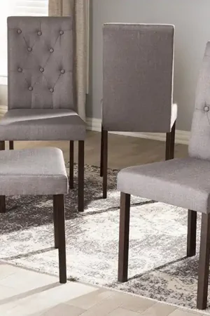 Baxton Studio Gardner Modern and Contemporary Dark Brown Finished Grey Fabric Upholstered Dining Chair (Set of 4) - Grey , Dark Brown Super Sale