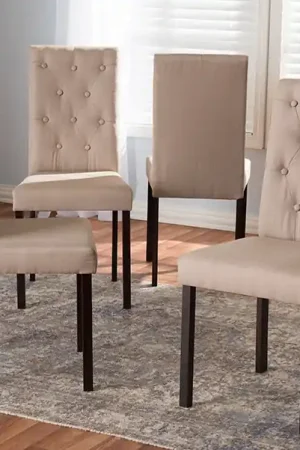 Baxton Studio Gardner Modern and Contemporary Dark Brown Finished Beige Fabric Upholstered Dining Chair (Set of 4) - Beige , Dark Brown Budget