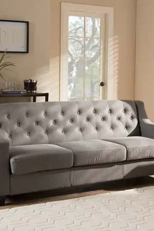 Baxton Studio Arcadia Modern and Contemporary Grey Fabric Upholstered Hassle-Free Returns