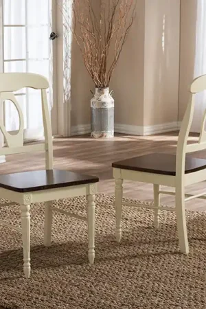 Baxton Studio Napoleon French Country Cottage Buttermilk and "Cherry" Brown Finishing Wood Dining Chair - "Cherry" Brown , Cream Special Offer