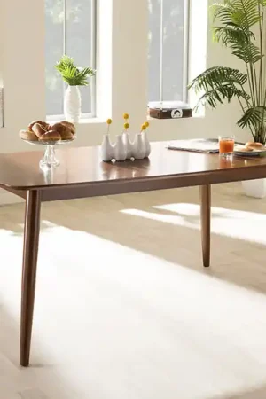 Baxton Studio Flora Mid-Century Modern "Oak" Medium Brown Finishing Wood Dining Table - "Oak" Medium Brown Save Now