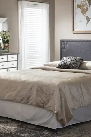 Baxton Studio Geneva Modern and Contemporary Dark Grey Fabric Upholstered Queen Size Headboard - Dark Grey Direct From Factory