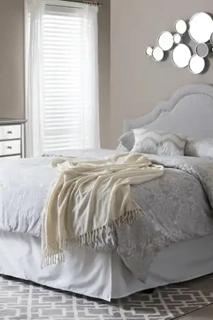 Baxton Studio Rita Modern and Contemporary Grayish Beige Fabric Upholstered Full Size Headboard - Greyish Beige Same Day Shipping
