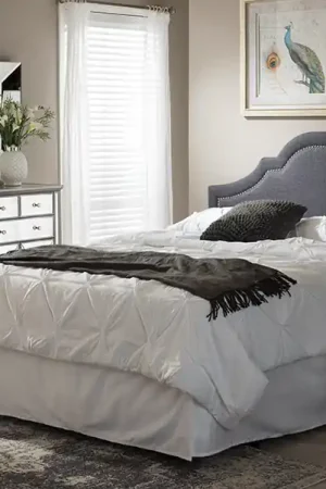 Baxton Studio Rita Modern and Contemporary Dark Grey Fabric Upholstered Full Size Headboard - Dark Grey Sale