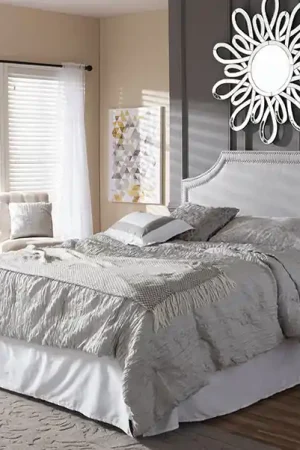Baxton Studio Avignon Modern and Contemporary Grayish Beige Fabric Upholstered Full Size Headboard - Greyish Beige Brand New