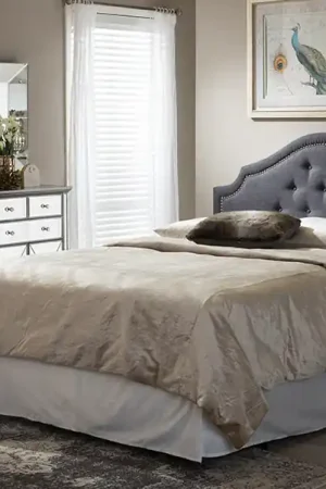 Baxton Studio Cora Modern and Contemporary Dark Grey Fabric Upholstered Queen Size Headboard - Dark Grey Grab Now