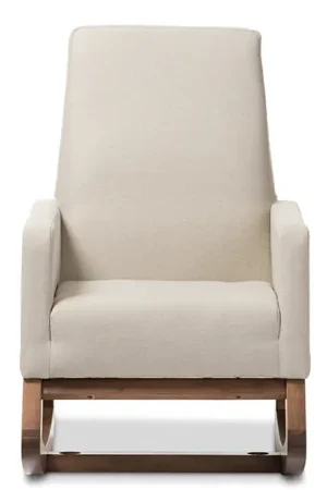 Baxton Studio Yashiya Mid-century Retro Modern Light Beige Fabric Upholstered Rocking Chair - Light Beige Bargain