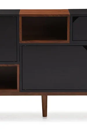 Baxton Studio Anderson Mid-century Retro Modern Oak and Espresso Wood Sideboard Storage Cabinet - Dark Brown , Brown Original