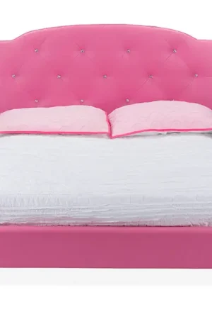 Baxton Studio Canterbury Modern and Contemporary Hot Pink Faux Leather Queen Size Platform Bed - Pink Wholesale