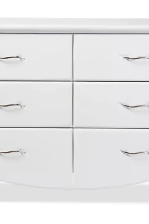 Baxton Studio Enzo Modern and Contemporary White Faux Leather 6-Drawer Dresser - White High Quality