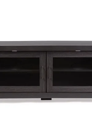 Baxton Studio Viveka 70-Inch Greyish Dark Brown Wood TV Cabinet with 2 Glass Doors and 2 Doors - Grey , Dark Brown Discount