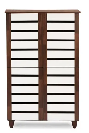 Baxton Studio Gisela Oak and White 2-tone Shoe Cabinet With 4 Door - Brown , White Fresh Stock
