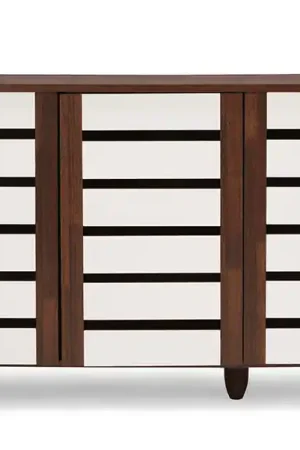 Baxton Studio Gisela Oak and White 2-tone Shoe Cabinet With 3 Doors - Brown Best Seller