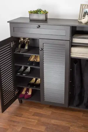 Baxton Studio Pocillo Wood Shoe Storage Cabinet - Dark Brown Flash Sale
