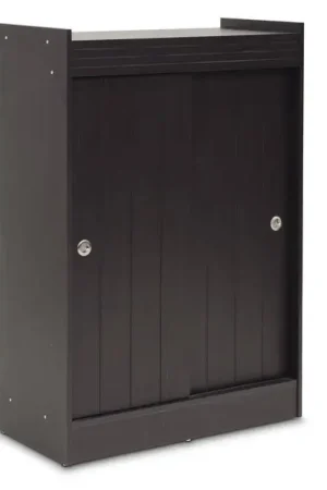 Baxton Studio Espresso Shoe-Rack Cabinet - Dark Brown Cheap