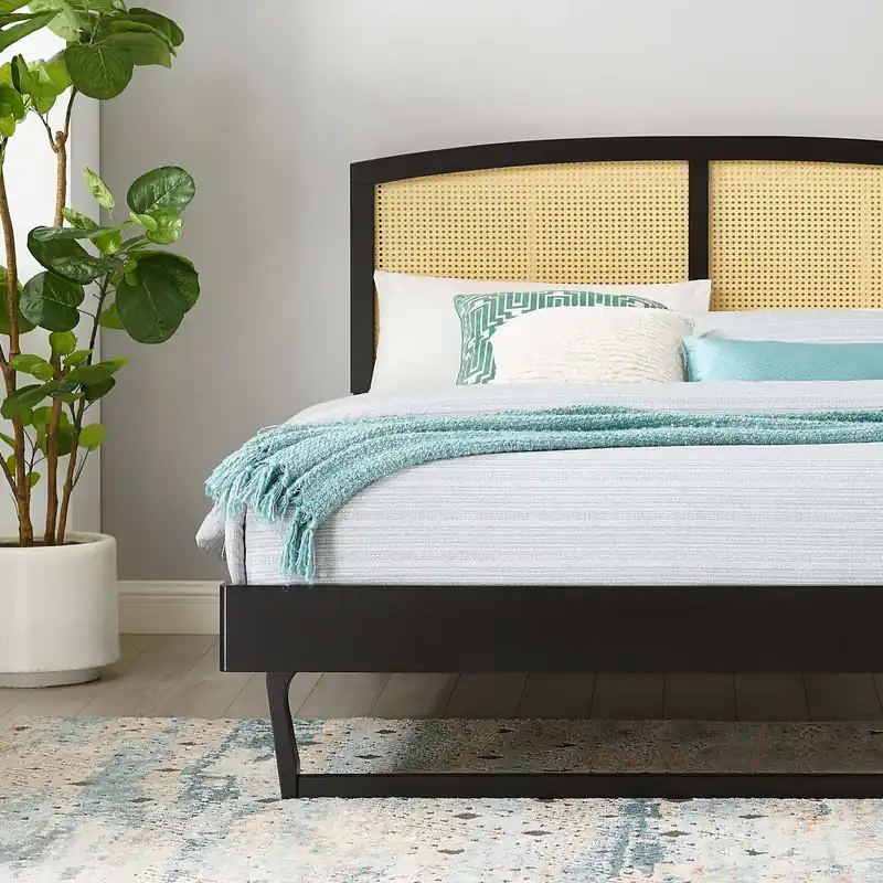 Sierra Cane and Wood Full Platform Bed With Angular Legs By Modway - M Exclusive Offer