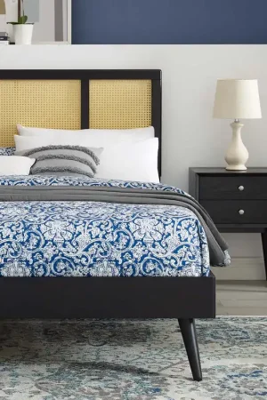 Kelsea Cane and Wood King Platform Bed With Splayed Legs By Modway - M Professional Grade