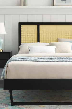 Kelsea Cane and Wood Full Platform Bed With Angular Legs By Modway - M Limited Time