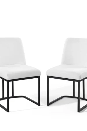 Amplify Sled Base Upholstered Fabric Dining Chairs - Set of 2 By Modwa Luxury