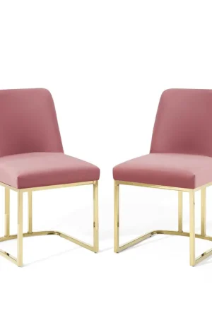 Amplify Sled Base Performance Velvet Dining Chairs - Set of 2 By Modwa Next Day Delivery