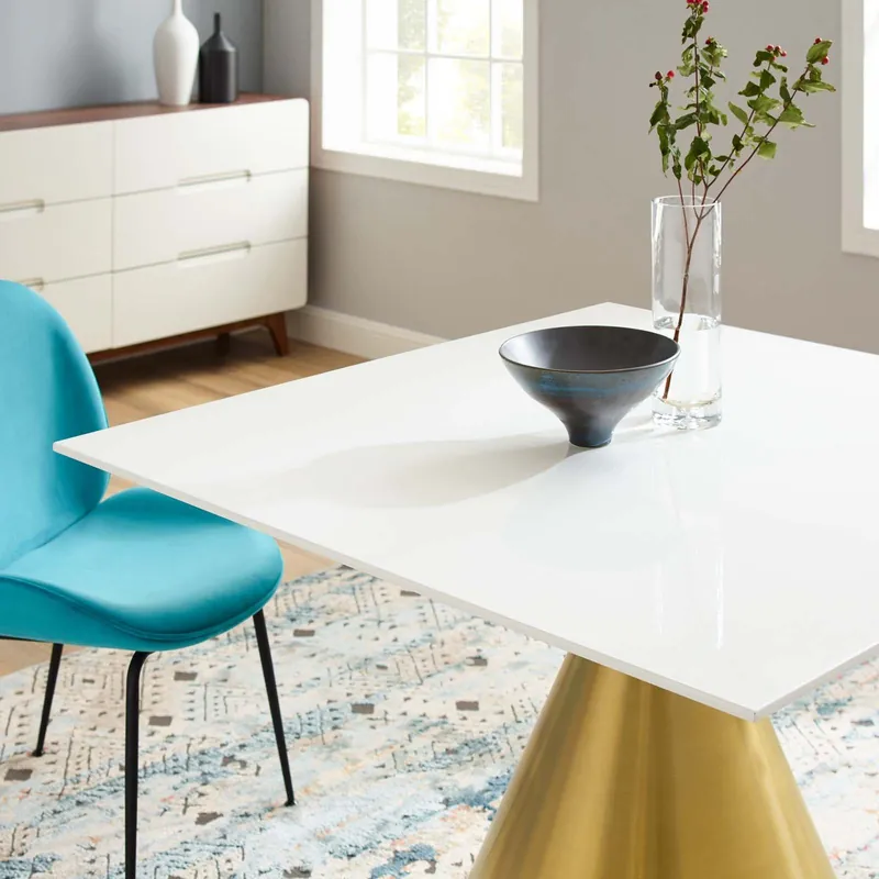 Tupelo 47" Square Dining Table By Modway - EEI-5334 - Gold White Cheap