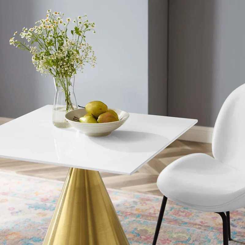Tupelo 28" Square Dining Table By Modway - EEI-5316 - Gold White Limited Offer