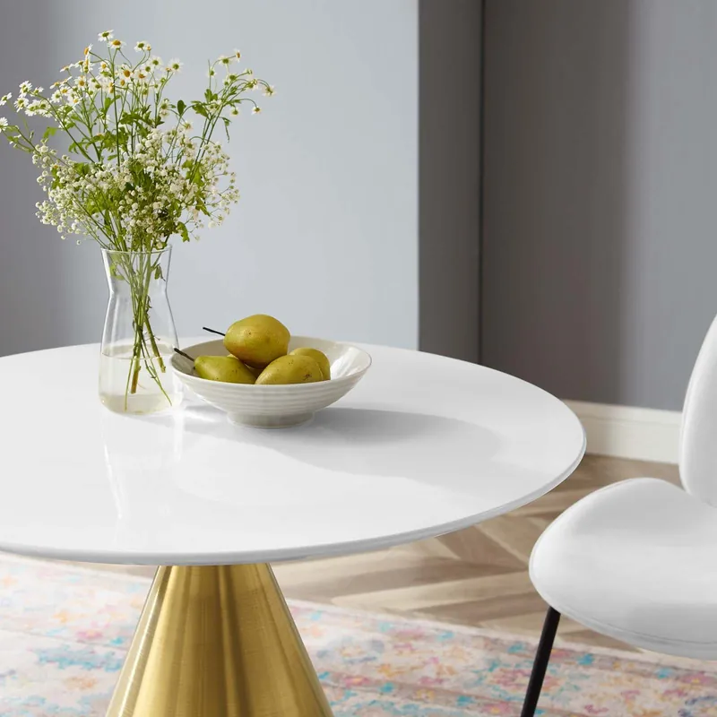Tupelo 36" Dining Table By Modway - EEI-5314 - Gold White Limited Edition