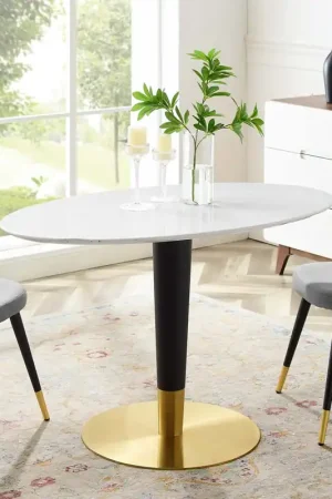 Zinque 48" Oval Dining Table By Modway - EEI-5141 - Gold White Handmade