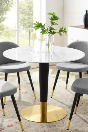 Zinque 40" Artificial Marble Dining Table By Modway - EEI-5138 - Gold White Order Now