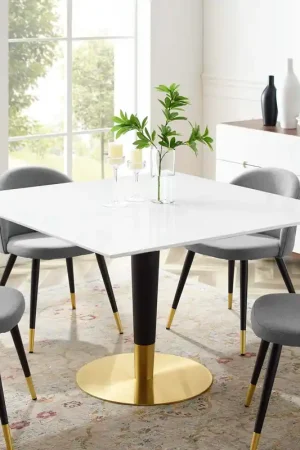 Zinque 47" Square Dining Table By Modway - EEI-5137 - Gold White Mega Sale