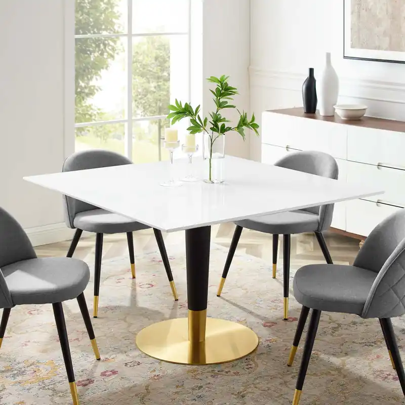 Zinque 47" Square Dining Table By Modway - EEI-5137 - Gold White Mega Sale