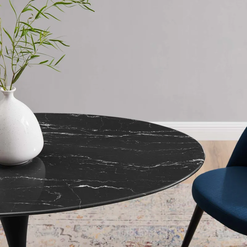 Lippa 48" Artificial Marble Dining Table By Modway - EEI-4870 - Black Black Premium