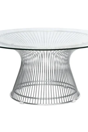 Fine Mod Imports Wire Side Table, Glass Next Day Delivery