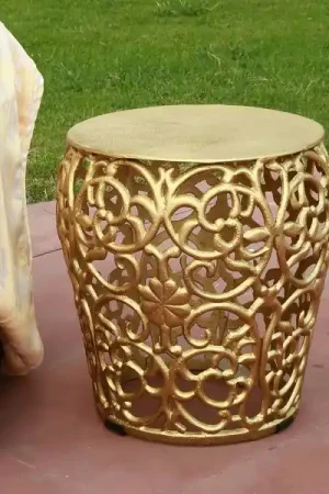 Super Sale Leaf and Lattice Pattern Garden Stool By SPI Home - 15in Height