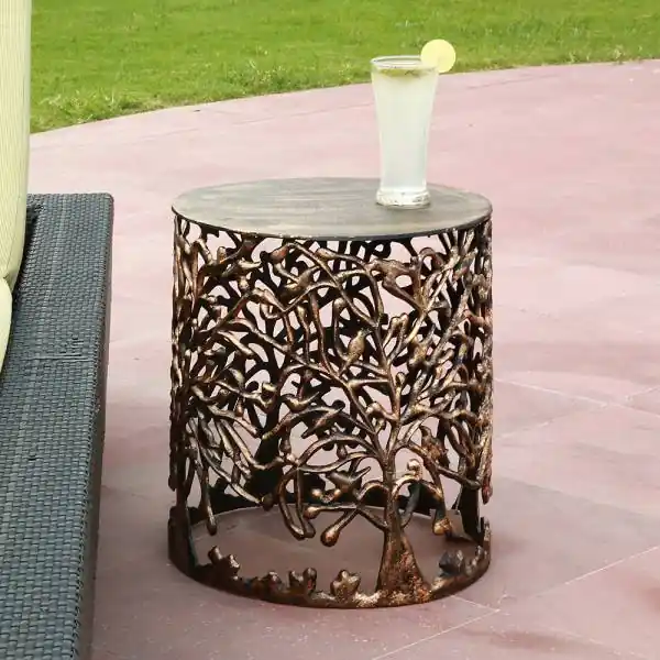 Last Chance Tree and Lattice Pattern Garden Stool By SPI Home - 17in Height