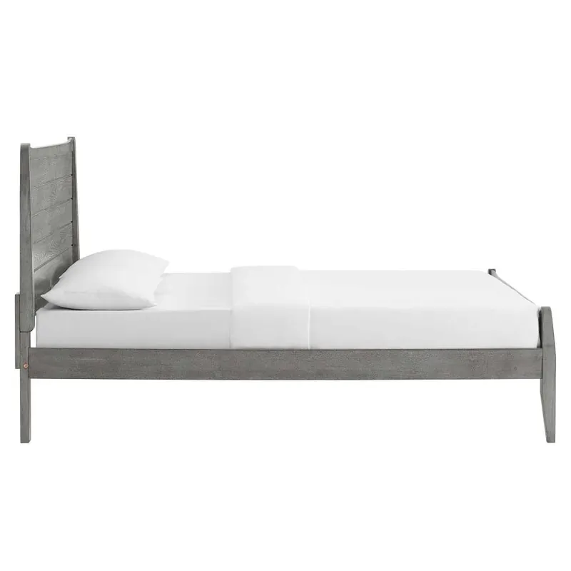 Modway Georgia Queen Wood Platform Bed - MOD-6238 - Gray Free Returns