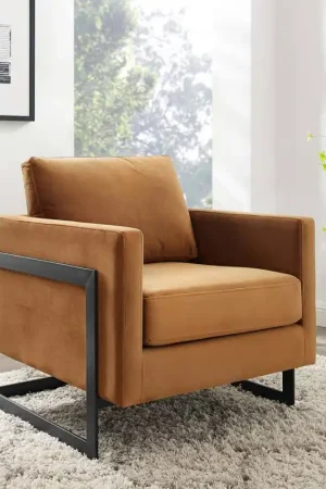 Best Seller Modway Posse Performance Velvet Accent Chair - EEI-4457 - Black Cognac