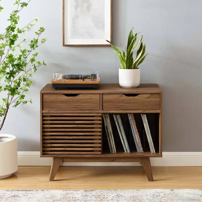 Modway Render Vinyl Record Display Stand - EEI-4323 - Walnut Affordable