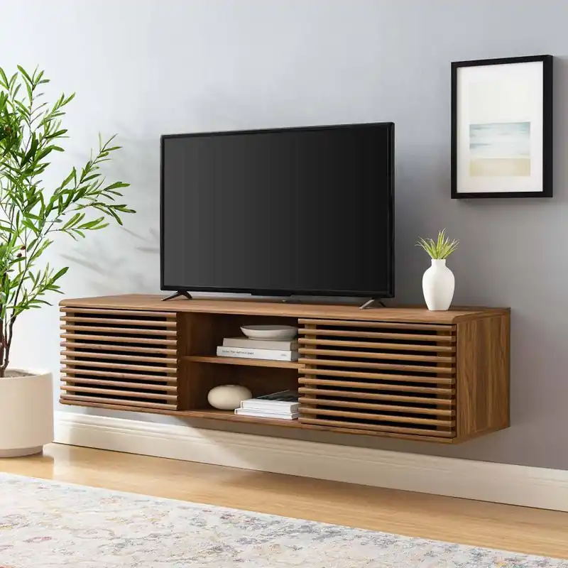 Modway Render 60" Wall-Mount Media Console TV Stand - EEI-4267 - Walnut Premium