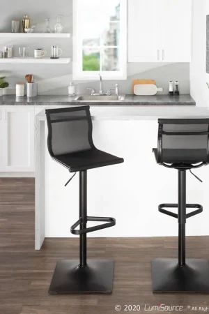 LumiSource Mirage Black Metal And Black Mesh Barstool Editor’s Pick