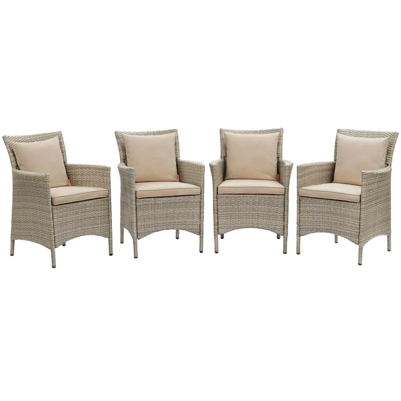 Certified Modway Conduit Outdoor Patio Wicker Rattan Dining Armchair Set of 4 -